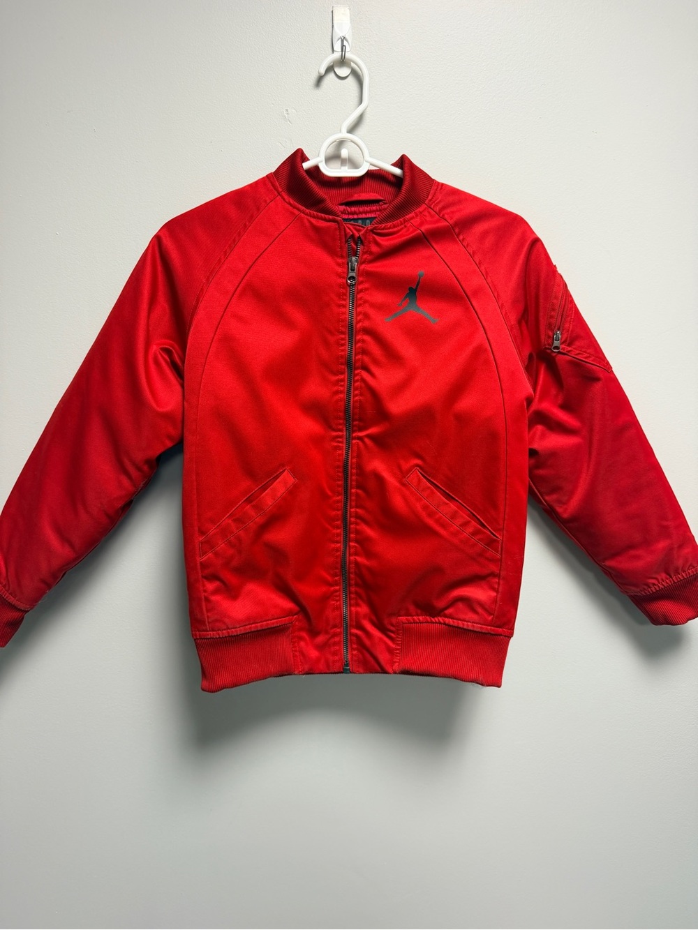 Jordan Kids Red Zip-Up Puffer Bomber Jacket